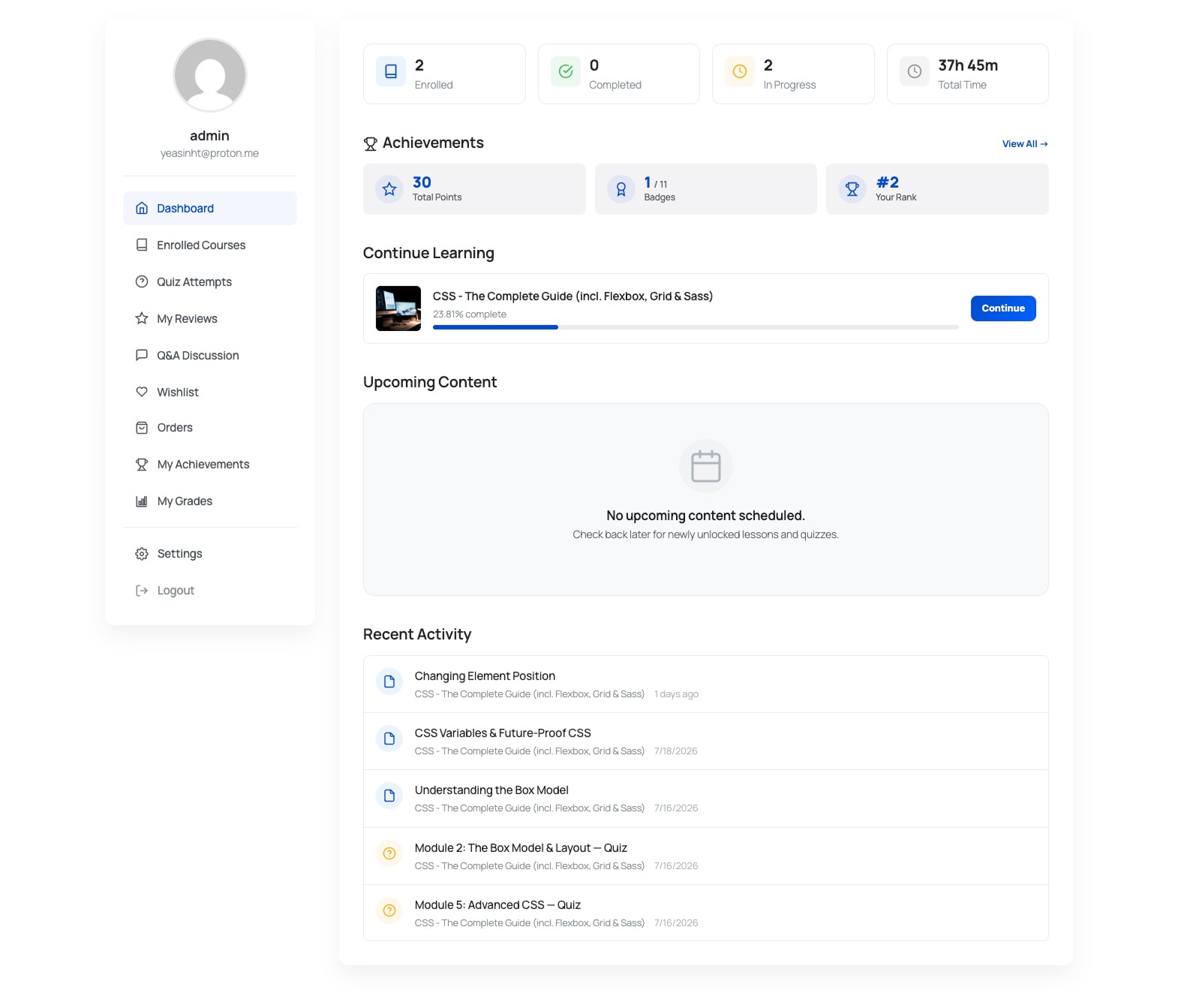 Student dashboard